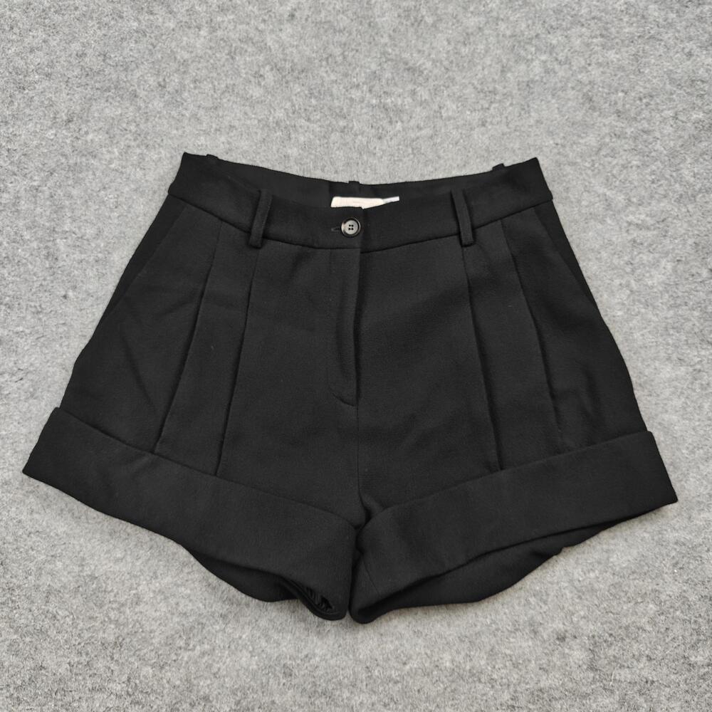 UNTTLD Hot Pants Womens 10 Black Wool Twill Pleated Cuffed Business 31 Waist
